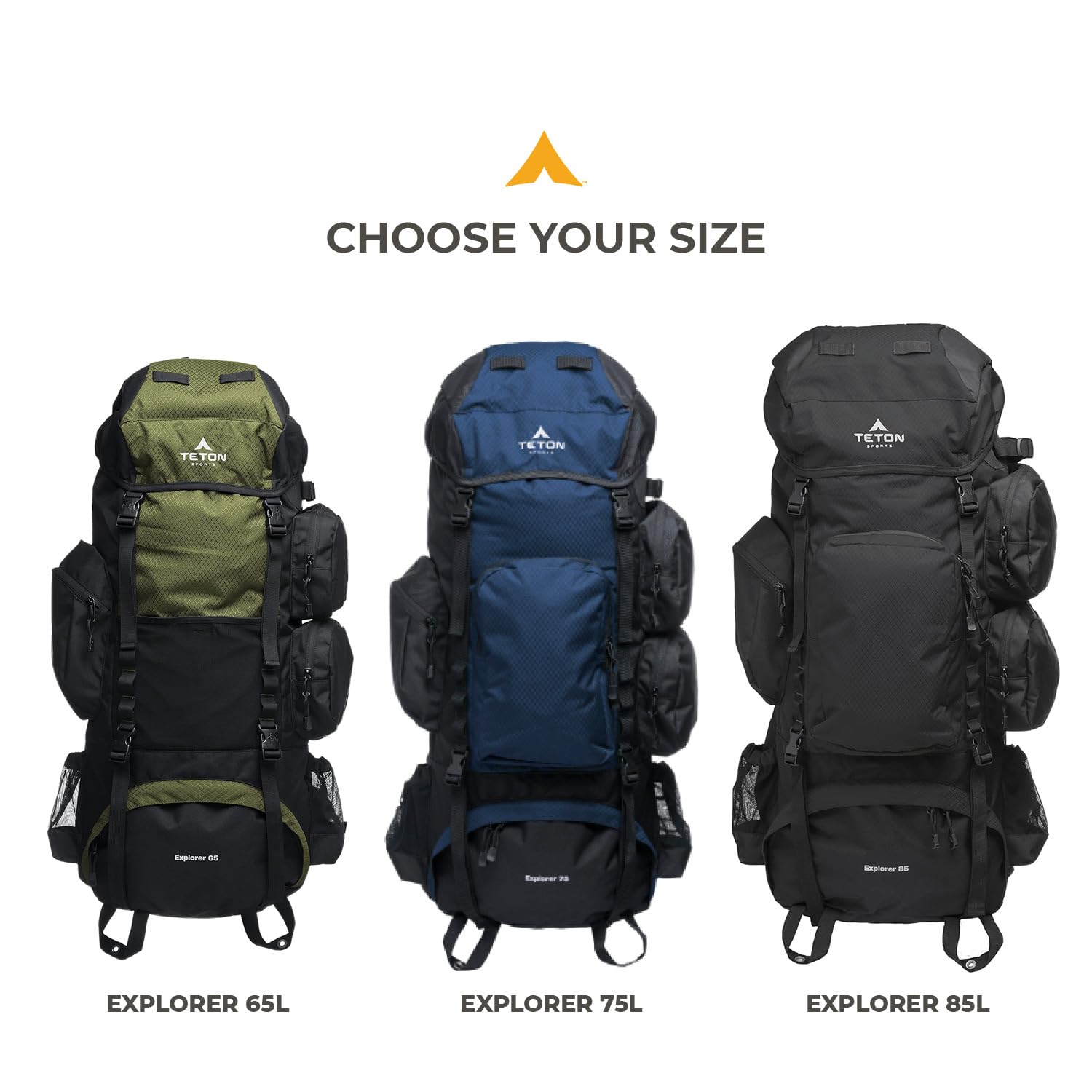 Teton 85L Explorer Internal Frame Backpack for Hiking, Camping, Backpacking, Rain Cover Included, Black