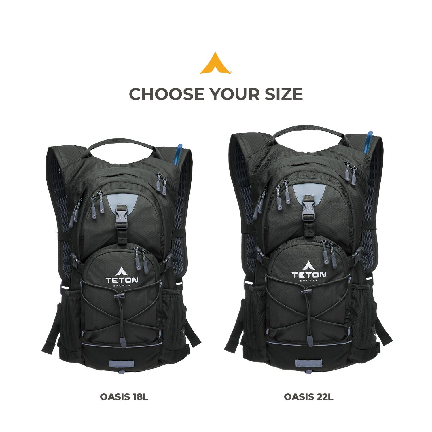 Teton Oasis/Trailrunner Hydration Backpack – Lightweight Water Pack with 2L/3L Bladder for Hiking, Running, Cycling, Biking 18L/22L Sizes – Sewn-in Rain Cover – Fits Men and Women