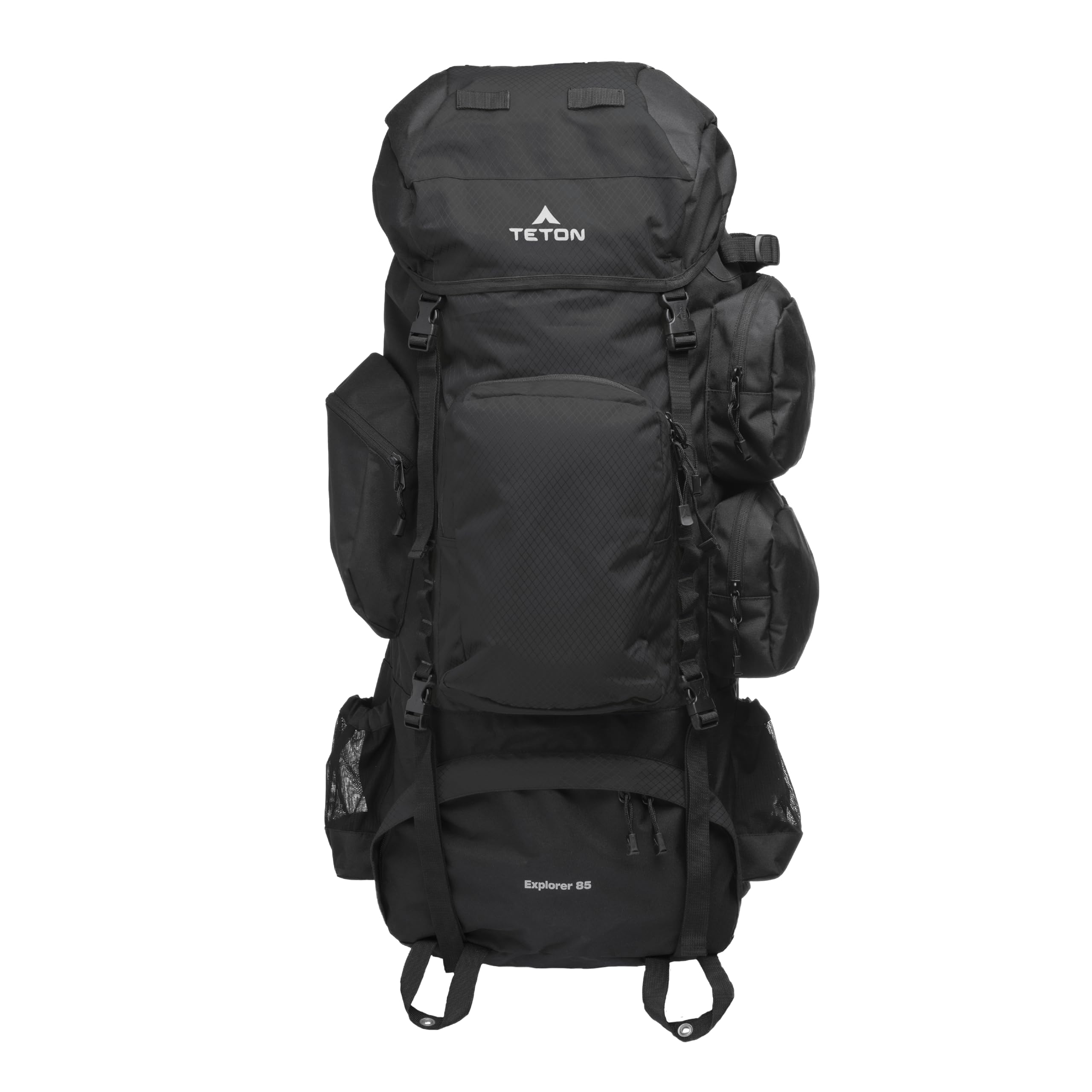 Teton 85L Explorer Internal Frame Backpack for Hiking, Camping, Backpacking, Rain Cover Included, Black
