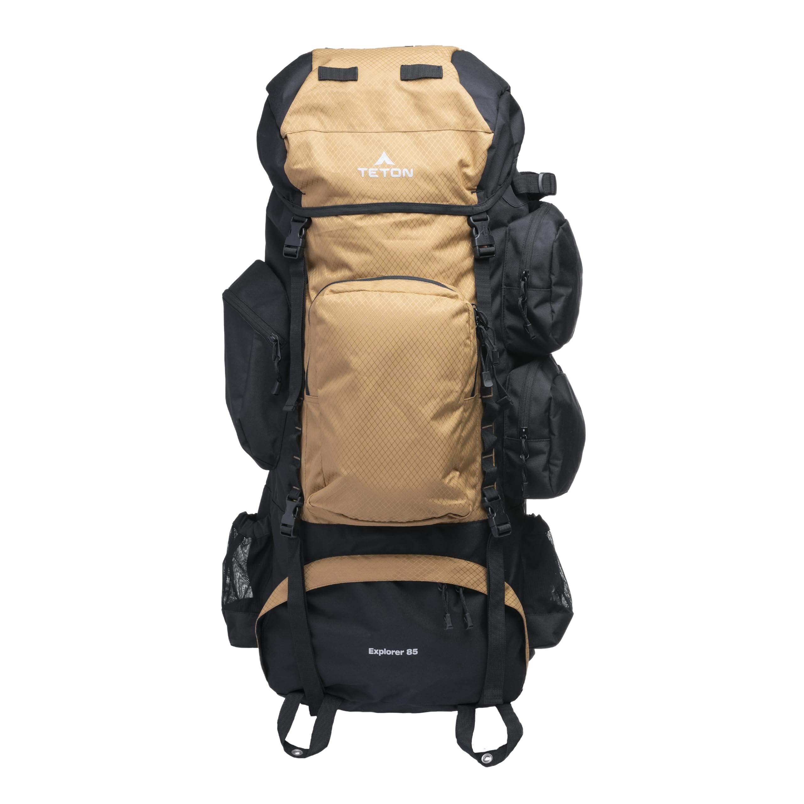 Teton 85L Explorer Internal Frame Backpack for Hiking, Camping, Backpacking, Rain Cover Included, Black