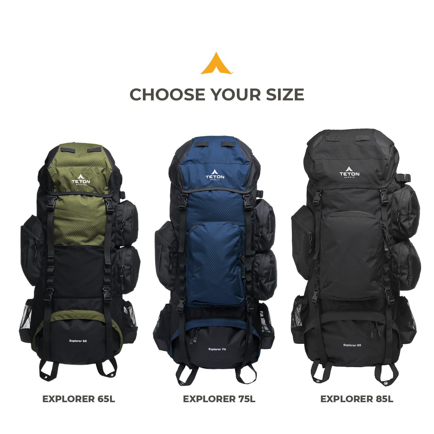 Teton 85L Explorer Internal Frame Backpack for Hiking, Camping, Backpacking, Rain Cover Included, Black