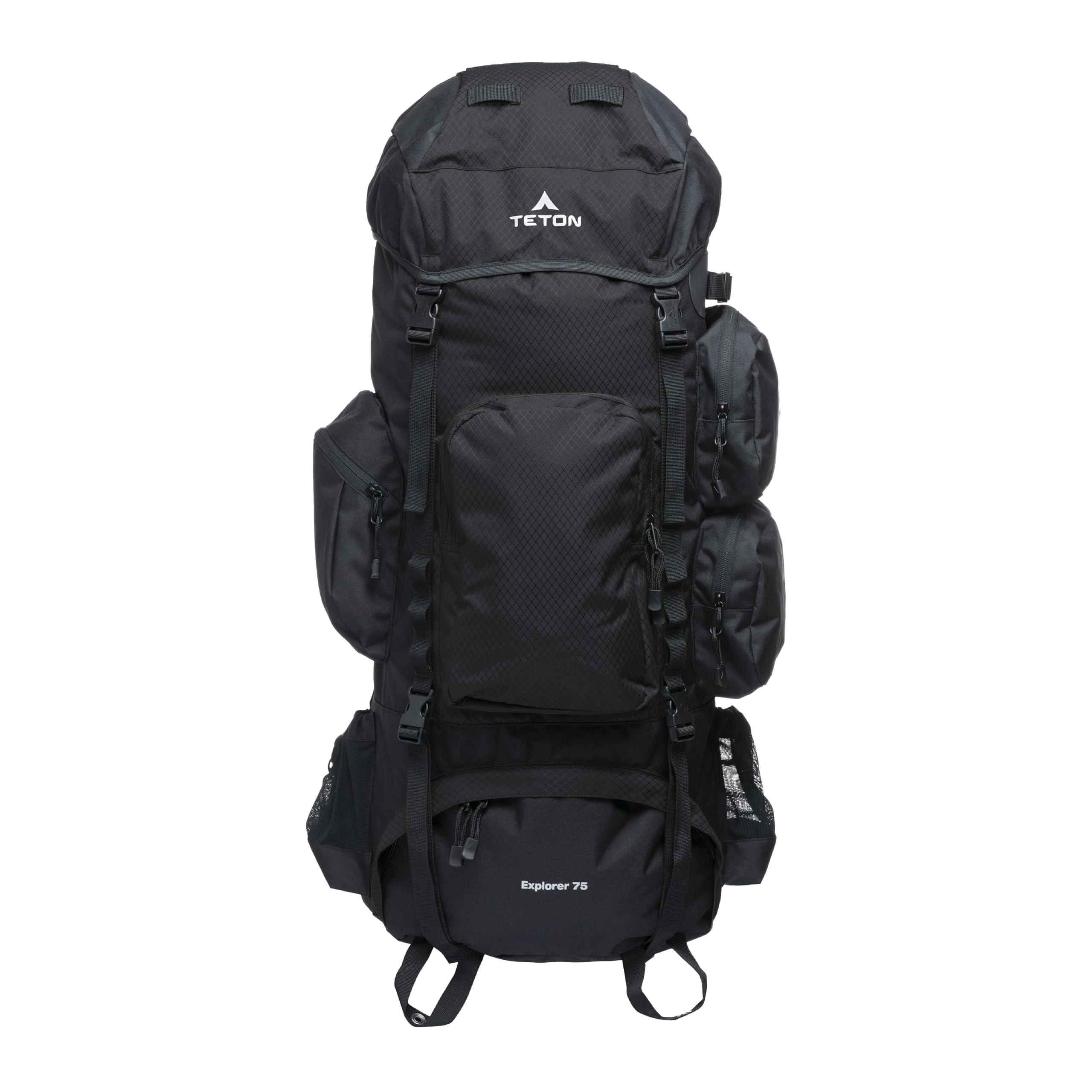 Teton 85L Explorer Internal Frame Backpack for Hiking, Camping, Backpacking, Rain Cover Included, Black