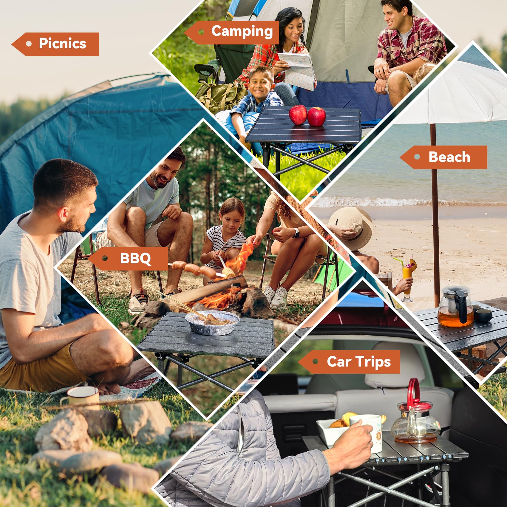 Opliy Folding Camping Table,Portable Table for 1-2 Persons -Collapsible Table Lightweight with Carry Bag for Camping, Hiking, Picnics, BBQs, Beach Trips & Tailgating(16.5 inch).