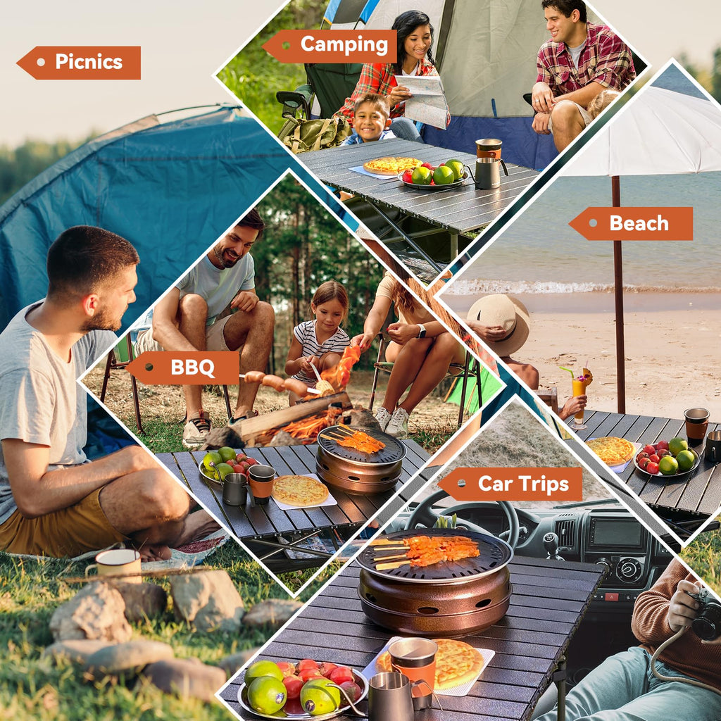 Opliy Folding Camping Table,Portable Table for 1-2 Persons -Collapsible Table Lightweight with Carry Bag for Camping, Hiking, Picnics, BBQs, Beach Trips & Tailgating(16.5 inch).