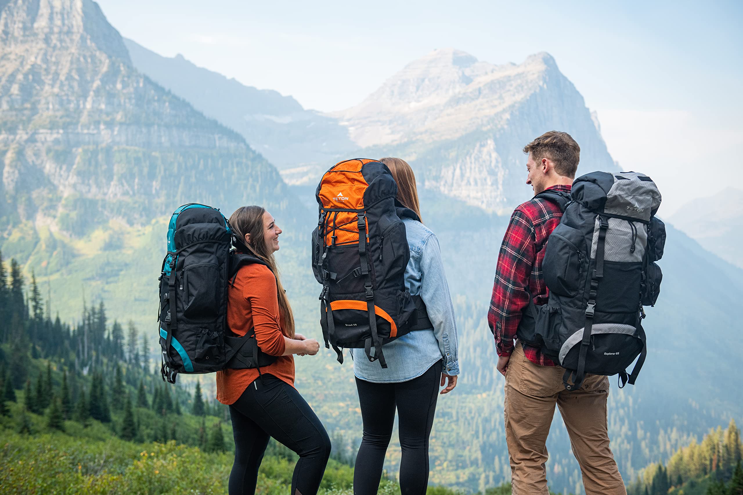 Teton 85L Explorer Internal Frame Backpack for Hiking, Camping, Backpacking, Rain Cover Included, Black