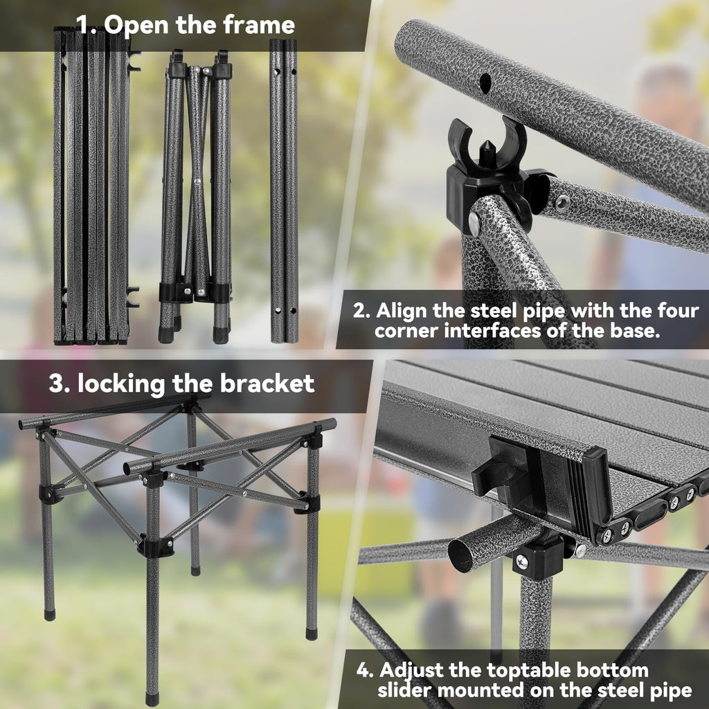Opliy Folding Camping Table,Portable Table for 1-2 Persons -Collapsible Table Lightweight with Carry Bag for Camping, Hiking, Picnics, BBQs, Beach Trips & Tailgating(16.5 inch).