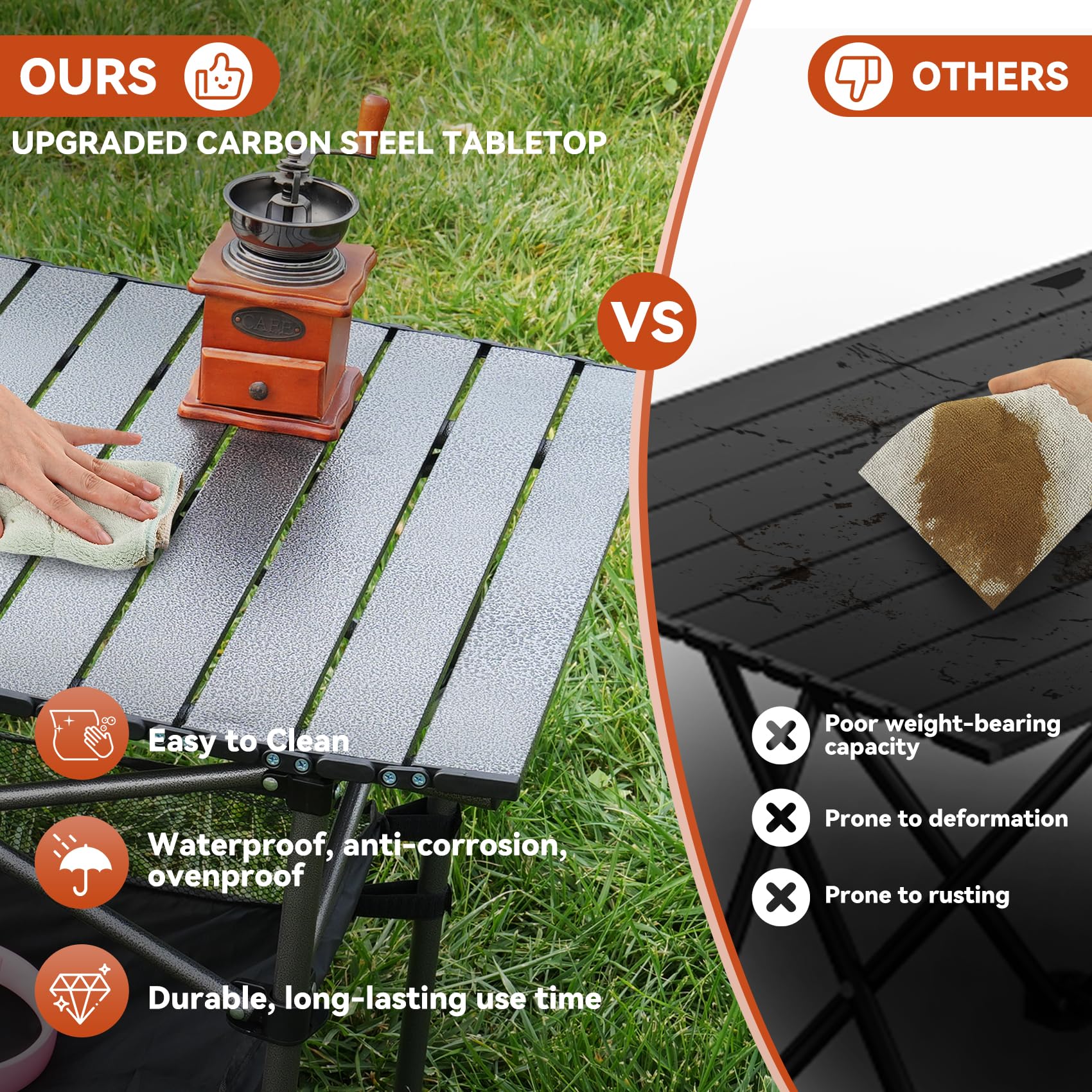 Opliy Folding Camping Table,Portable Table for 1-2 Persons -Collapsible Table Lightweight with Carry Bag for Camping, Hiking, Picnics, BBQs, Beach Trips & Tailgating(16.5 inch).