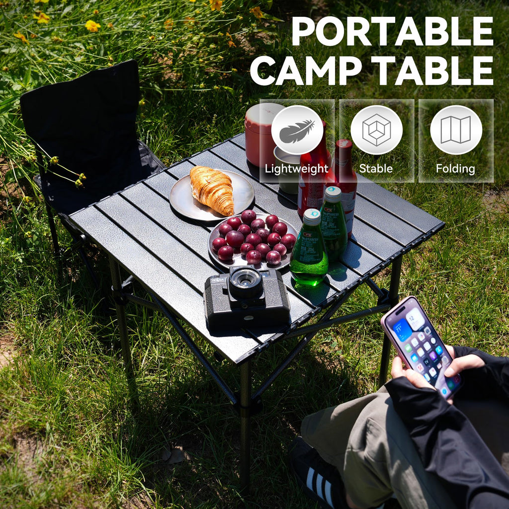 Opliy Folding Camping Table,Portable Table for 1-2 Persons -Collapsible Table Lightweight with Carry Bag for Camping, Hiking, Picnics, BBQs, Beach Trips & Tailgating(16.5 inch).