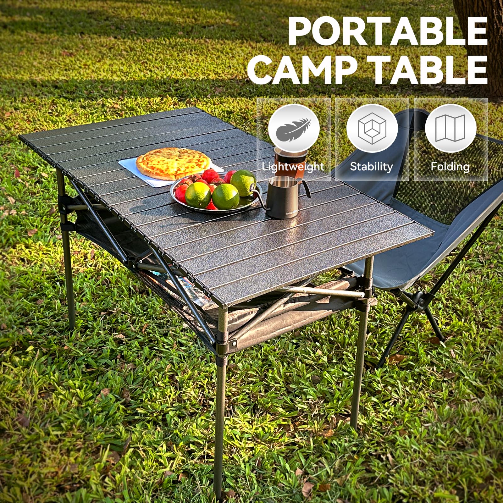 Opliy Folding Camping Table,Portable Table for 1-2 Persons -Collapsible Table Lightweight with Carry Bag for Camping, Hiking, Picnics, BBQs, Beach Trips & Tailgating(16.5 inch).